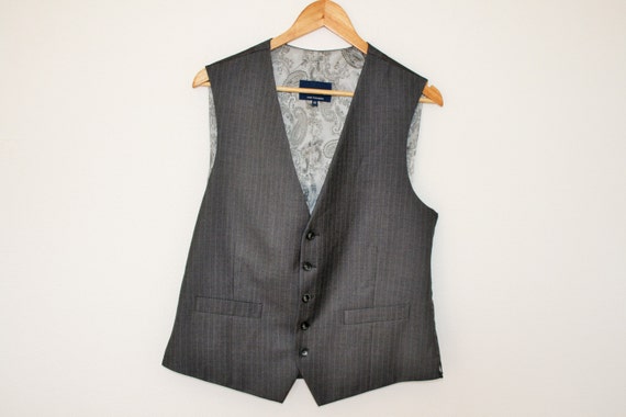 Gray Wedding Vest Mens Vest Steampunk Vest Grey M… - image 1