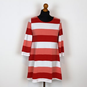 RATIA Shirt Maritimes Top Rosa Rot Gestreift Tunika Matrosenkleid Marine 3/4 Ärmel Baumwolle XS bis Small size