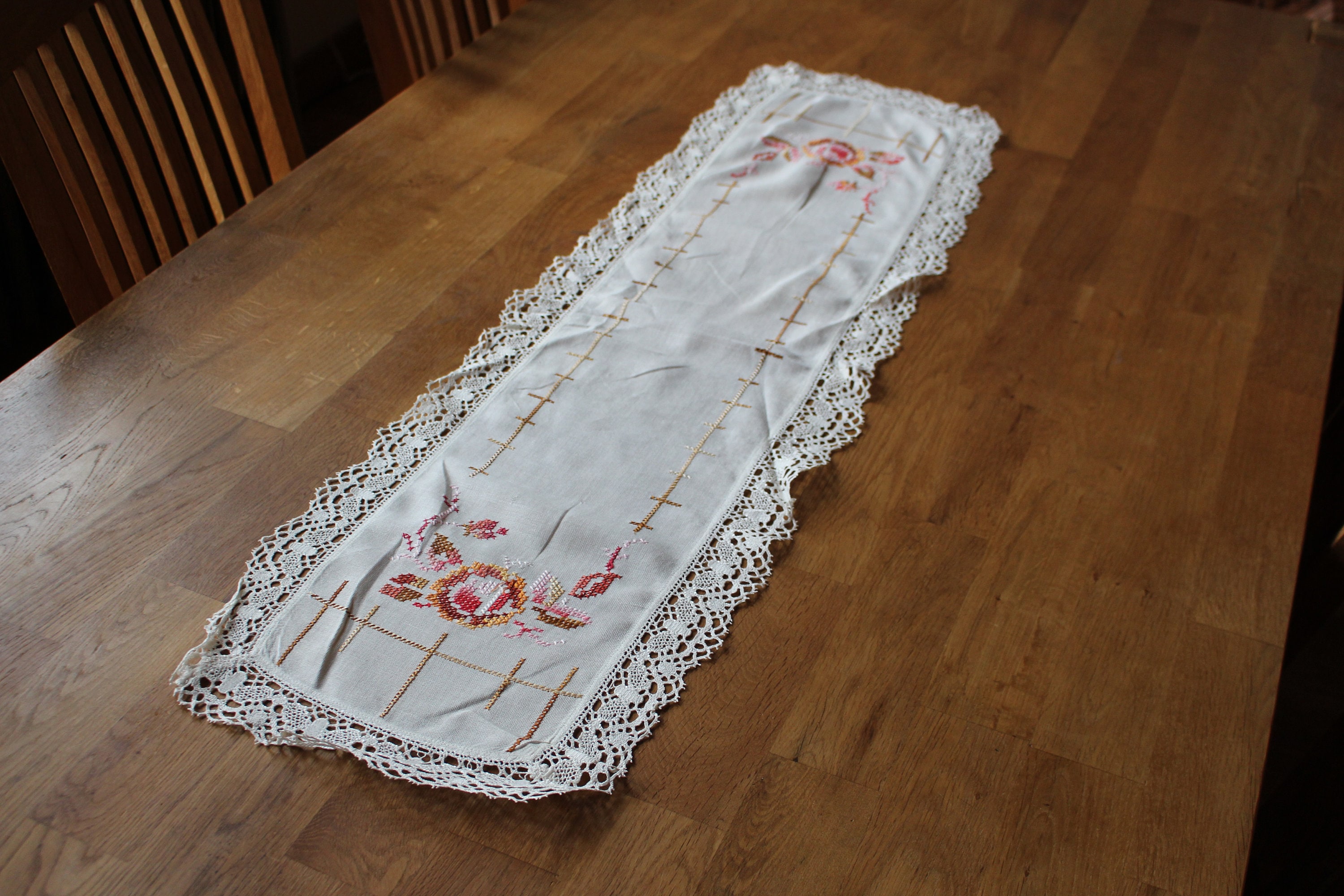 From Sweden＊Vintage linen Cloth・* Vintage LINEN Tablecloth, Vintage Tablecloth, Embroidered