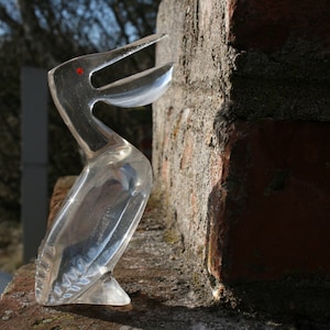 Pelican Figurine Swedish Scandinavian Design - 1960s Small birds figurine Glass Plastic  Collectable