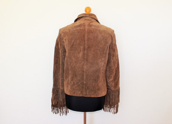 Brown Suede jacket with Fringe Women Genuine Sued… - image 2