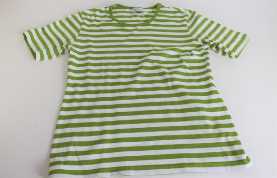 MARIMEKKO Shirt Nautical Top Green White  Striped… - image 4
