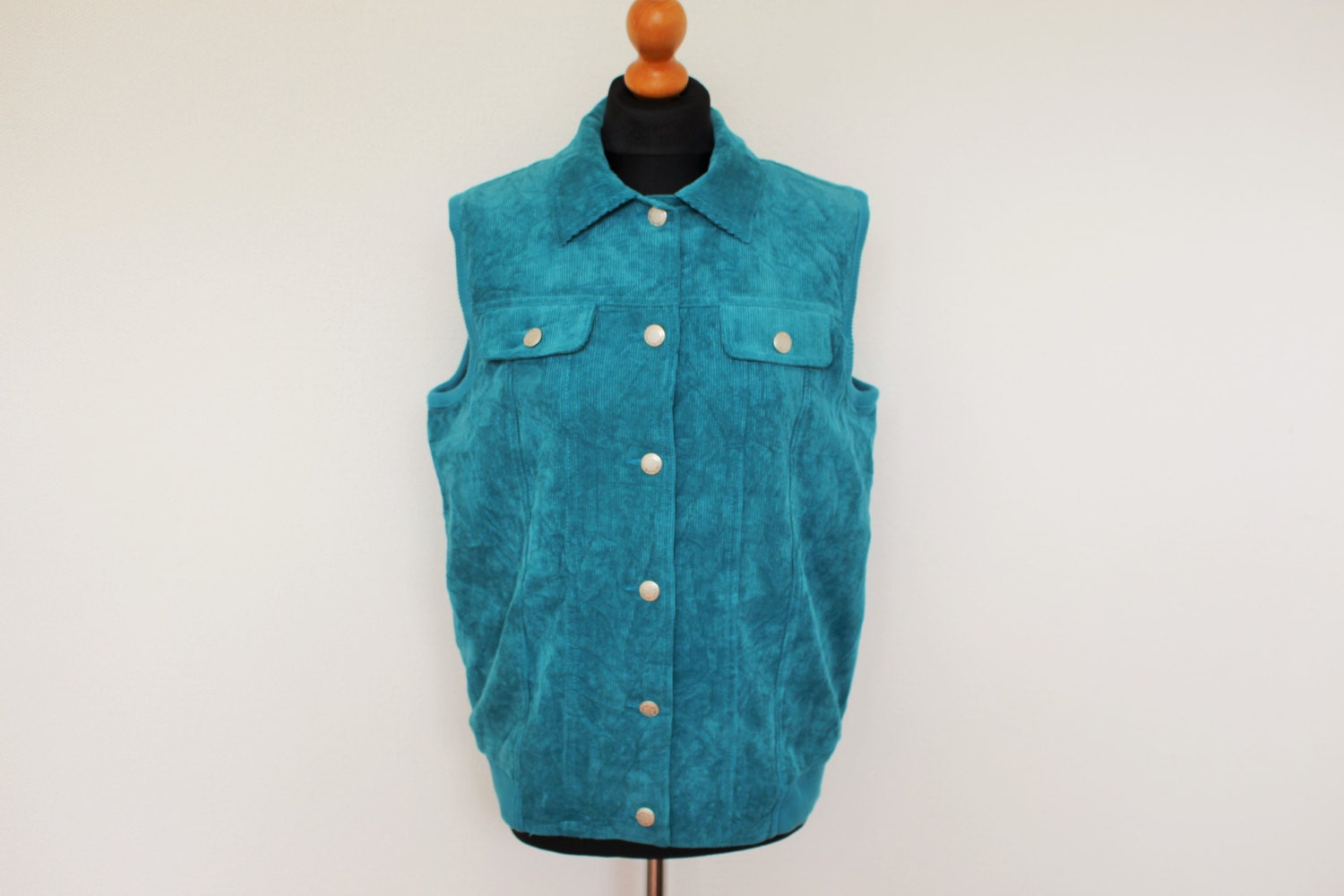 Blue Corduroy Vest Vest Vintage 80s 