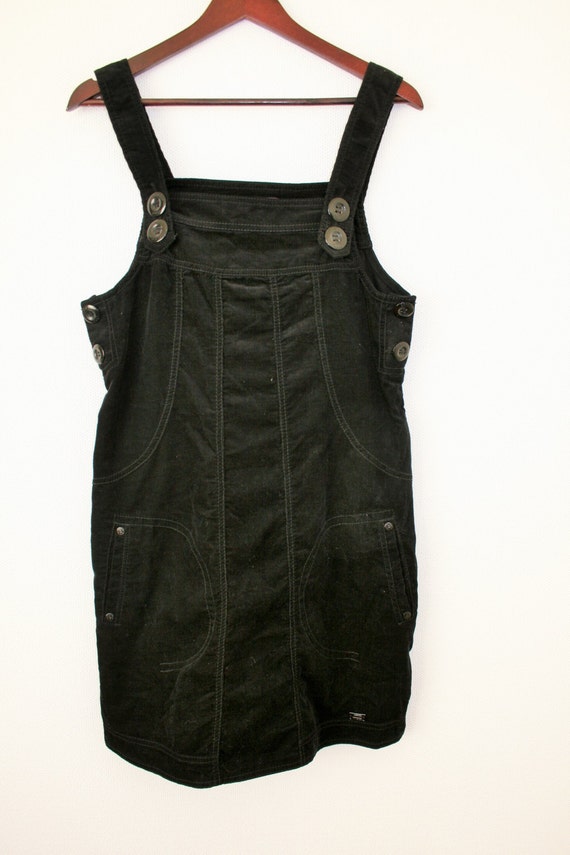 women's black corduroy overalls