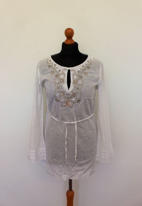 White Folk blouse Embroidered Cotton Tunic  Boho … - image 5