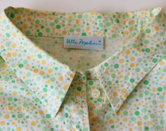 Chemise jaune vert Floral Blouse paysanne Floral blanc vert ULLA POPKEN féminine Blouse 3/4 manches chemise Extra Large taille XXL