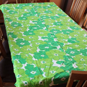 Green Table runner Swedish Cotton Large Tablecloth Green White Buffet Runner Floral Scandinavian linen