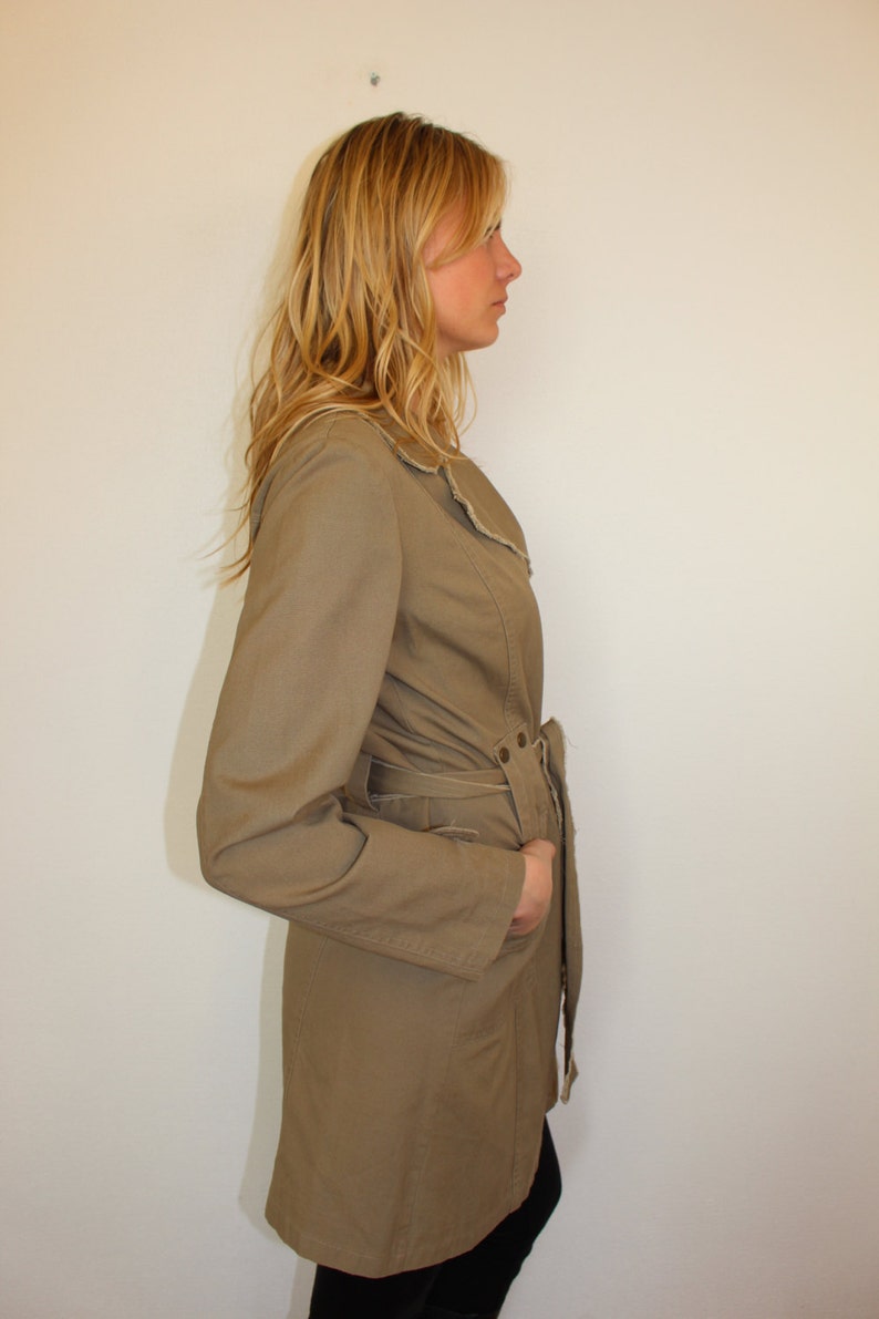 Cotton Trench Coat Womens Khaki Military Denim Trench Coat Etsy