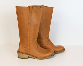 camel colored leather boots