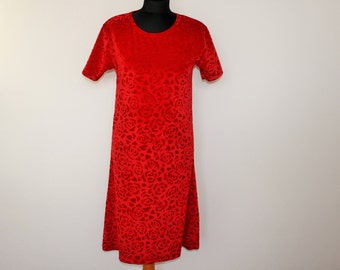 Free People Red Velvet Dress: Deep V Neck Full Sleeve Dress - Etsy New  Zealand