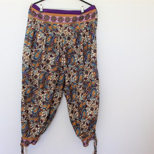 Harem Pants  Indian Pants Aladdin Trousers, Afghani Pants ,Vintage Alibaba Pants  Womens Lounge Wear Purple Turquoise white Medium Large