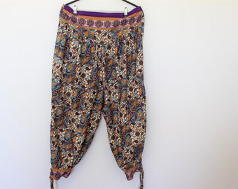 Harem Pants  Indian Pants Aladdin Trousers, Afghani Pants ,Vintage Alibaba Pants  Womens Lounge Wear Purple Turquoise white Medium Large