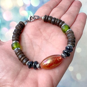 African Style Wood Bracelet, Ethnic Bracelet, Handmade Wood Jewelry, Boho Style Beaded Bracelet, Unique Unisex Everyday Bracelet, Bohemian
