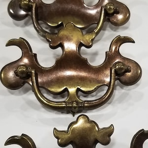 Item # 4 - 2 Vintage Door/Drawer Pulls, Antique Drawer Pulls, Antique Dresser Hardware, Vintage Dresser Hardware, Batwing, Chippendale