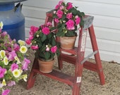Vintage Step Ladder, Flower Stand, Indoor Plant Stand, Porch Decor, Garden Decor, Flower Stand