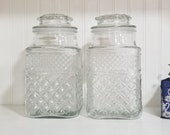Anchor Hocking Canisters with Seals, Clear Glass Canisters, Farmhouse kitchen, Sandwich Glass