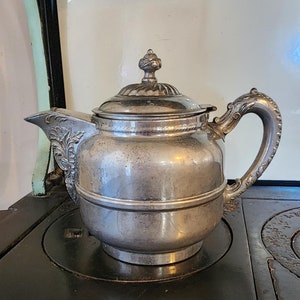 Vintage Silver Tea Kettle,  Tea Maker, Farmhouse Kitchen, Country Kitchen, Cottage Decor