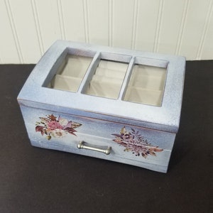 Vintage Muted Periwinkle Blue Jewelry Box, French Country Cottage, Jewelry Storage,  Refurbished Jewelry Box, Girls Gift