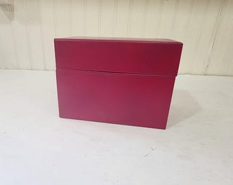 Refurbished Magenta Pink/Purple Metal File Box, Important documents, Photo storage,  Mail Storage, Checks Storage, Metal File Storage