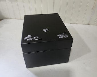 Black Metal Vintage Storage Box , Important Documents, Mail Storage, Checks Storage, Metal File Storage, Photo Storage