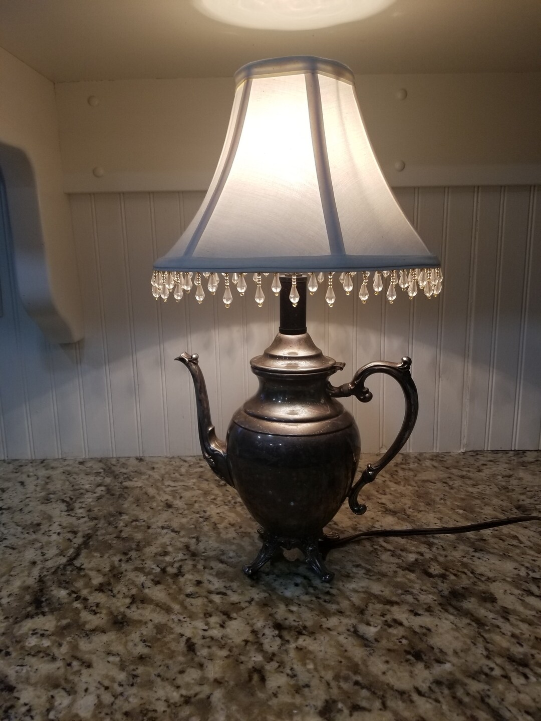 Re-purposed Silver Tea Kettle Coffee Pot Lamp 10, Table Lamp, Reading ...