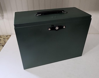 Spanish Moss Green Vintage Metal Storage Box , Important Documents, Mail Storage, Checks Storage, Metal File Storage