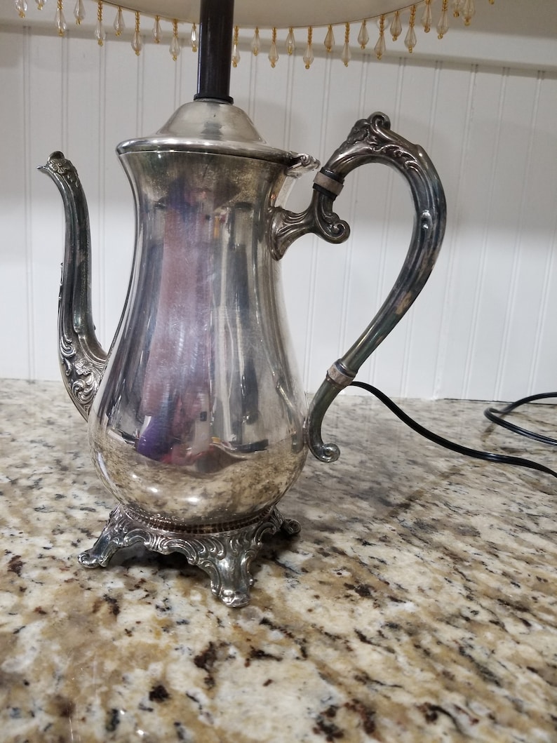 Repurposed Silver Tea Kettle Coffee Pot Lamp Table Lamp Etsy