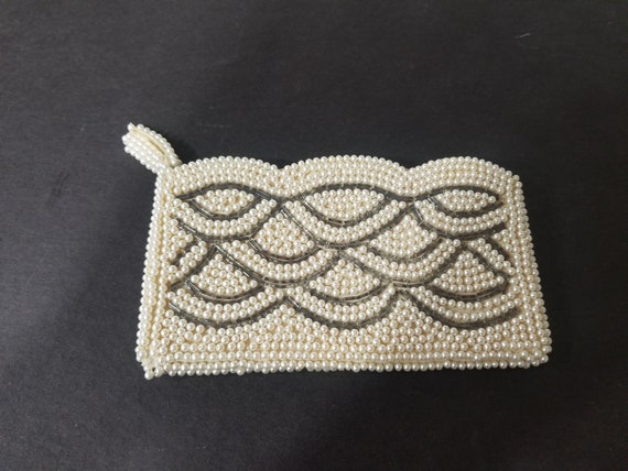 Vintage White Beaded Clutch Purse, Formal Clutch … - image 2