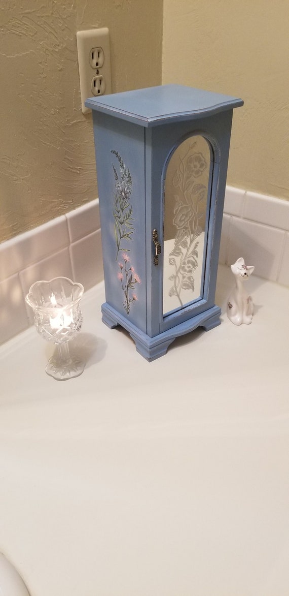 Bedside Storage, Bathroom Storage, Blue Wooden Jew