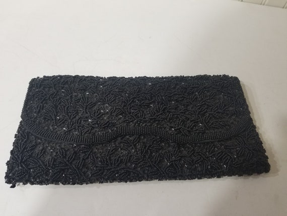 Vintage Black Beaded Clutch Purse, Formal Clutch … - image 4