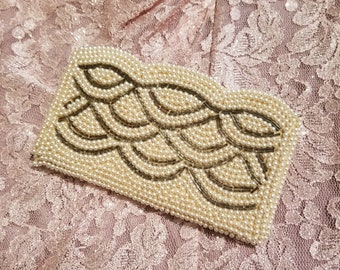 Vintage White Beaded Clutch Purse, Formal Clutch Bag, Formal Beaded Purse, Wedding Accessories, Formal Accessories, Beaded Wallet