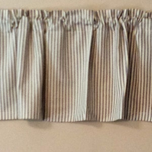 Blue Cotton Striped Ticking Kitchen Bathroom Valance Curtiain Country Living Primitive