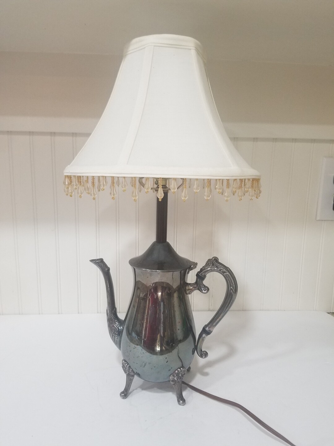 Re-purposed Silver Tea Kettle Coffee Pot Lamp 5, Table Lamp, Reading ...
