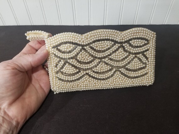 Vintage White Beaded Clutch Purse, Formal Clutch … - image 4