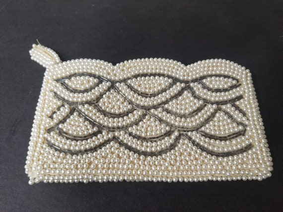 Vintage White Beaded Clutch Purse, Formal Clutch … - image 5