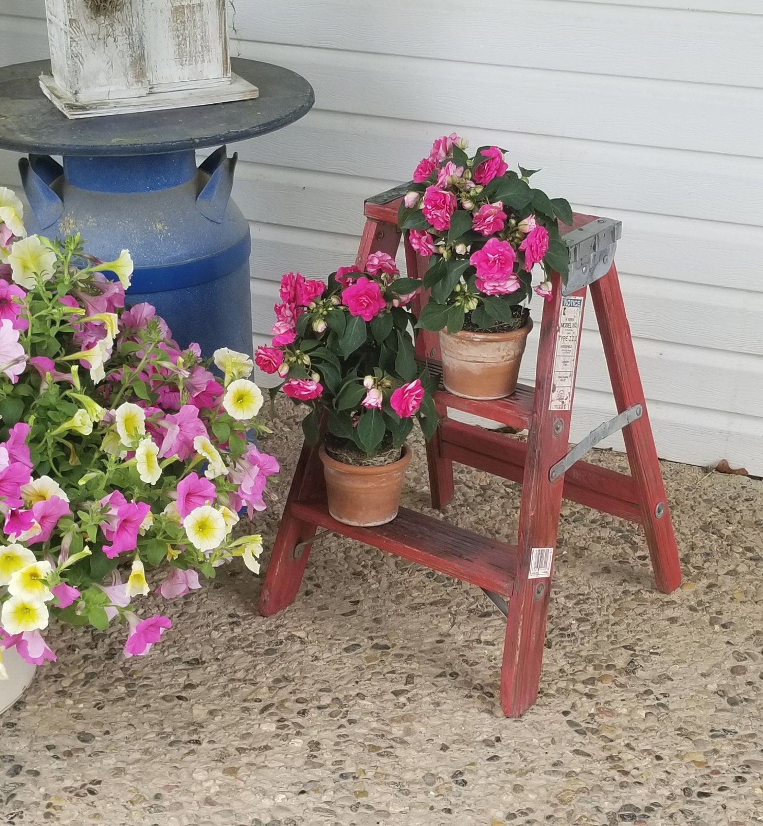 Vintage Step Ladder Flower Stand Indoor Plant Stand Porch Etsy
