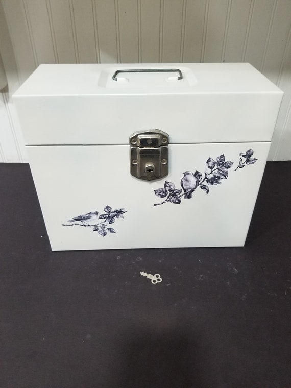 Dover White Metal Vintage Storage Box , Important Documents, Mail