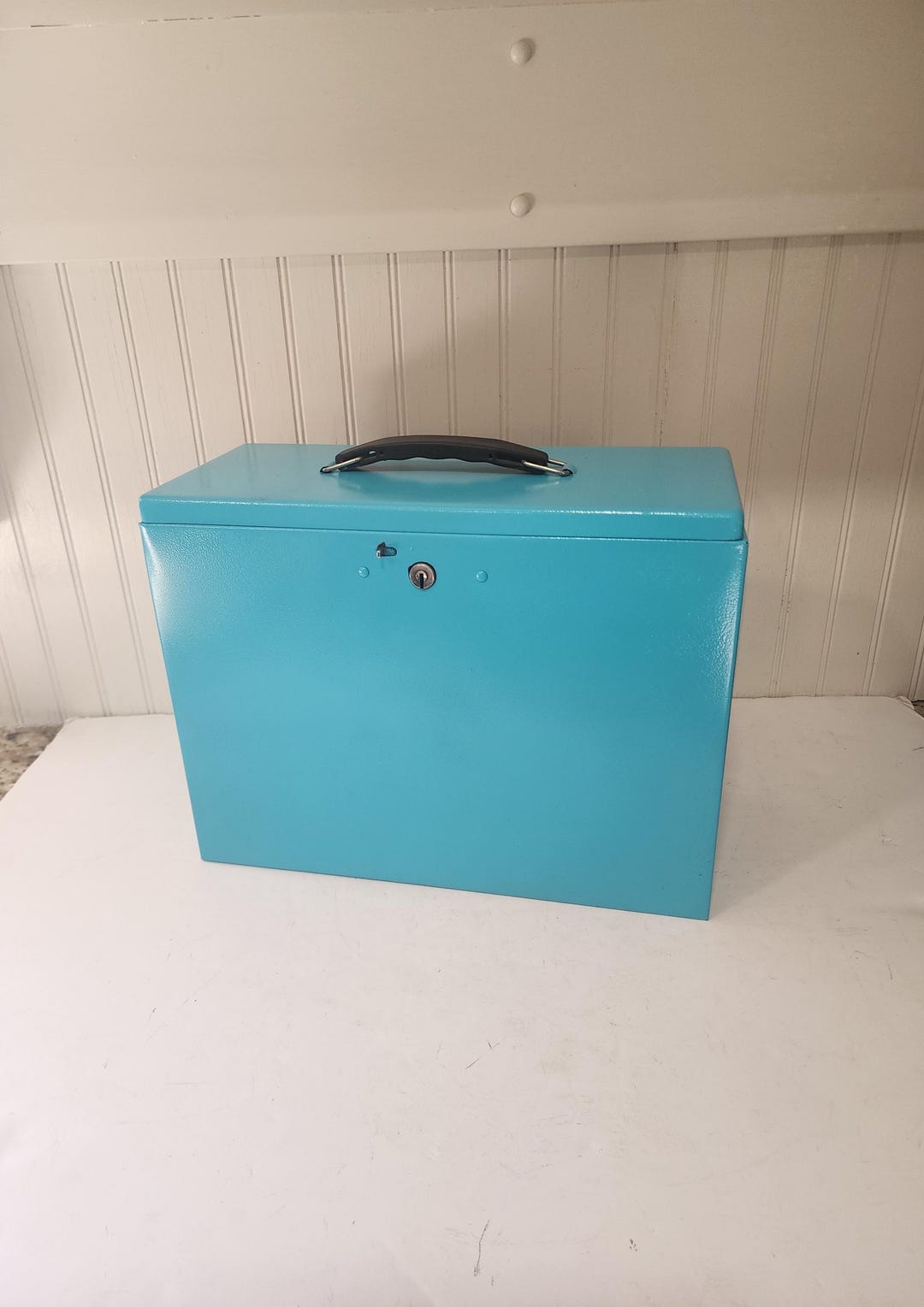 Refurbished Turquoise Metal File Box, Important Documents, Photo ...