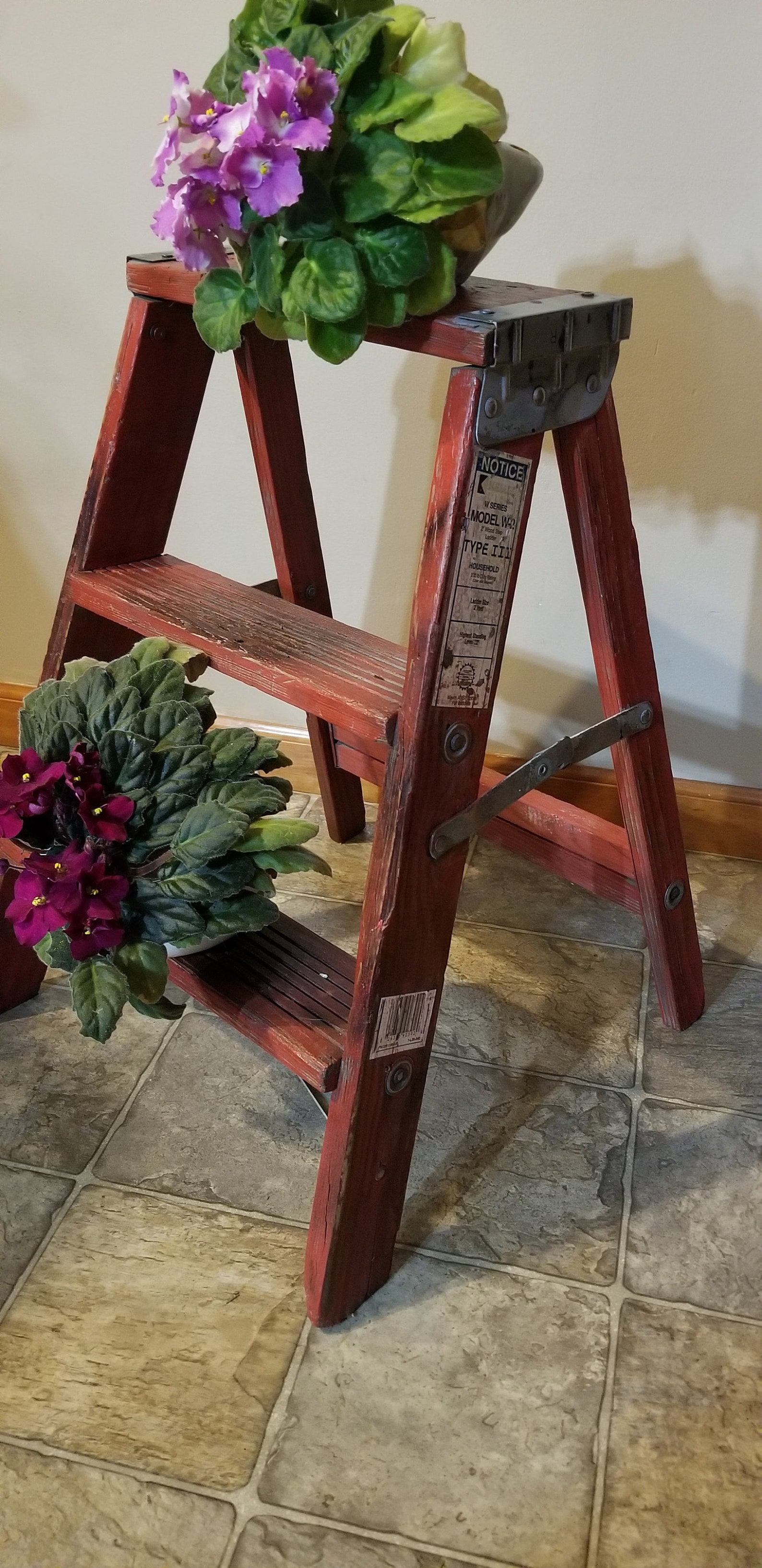 Vintage Step Ladder Flower Stand Indoor Plant Stand Porch Etsy
