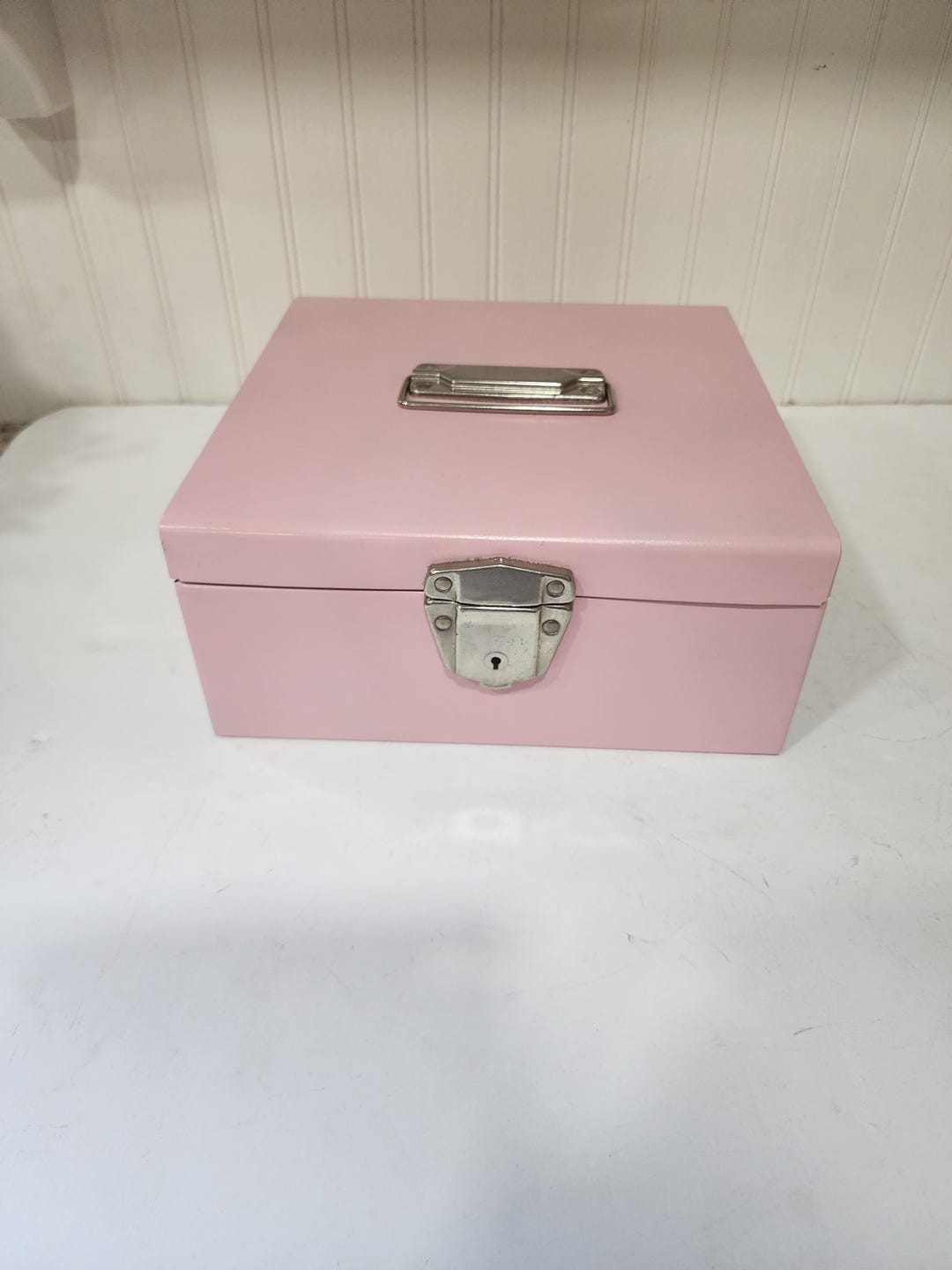 Pink File Storage Box Pink Metal Vintage Storage Box , Important Documents, Mail Storage ...