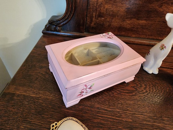 Girls Jewelry Box, Small Wooden Jewelry Box, Childs Jewelry Box, Etched Jewelry Box, Pink Jewelry Box
