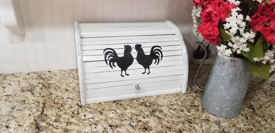 White Wooden Bread Box Farmhouse Charm. Country Etsy