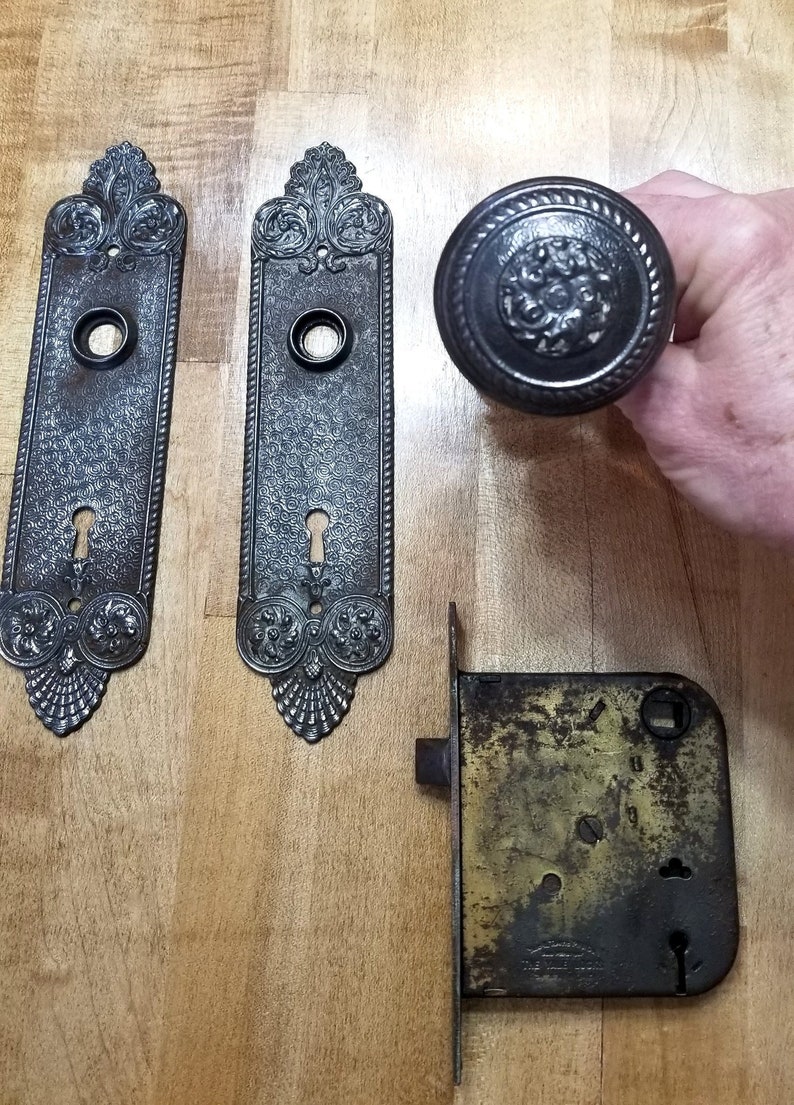 Vintage Metal Door Knob Set Antique Door Knob With Face Etsy