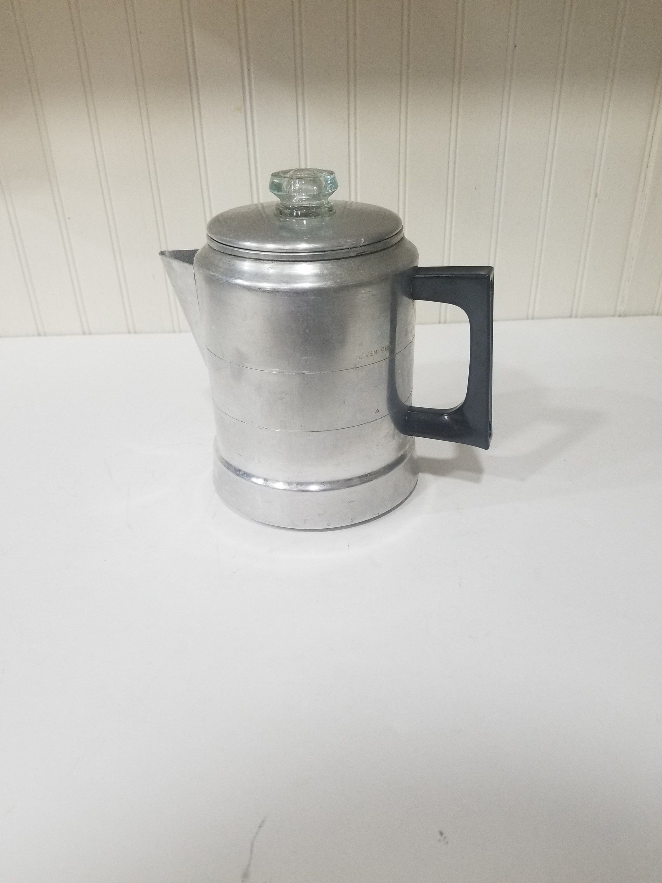 5 Cup Vintage Tin Coffee Percolator Metal Camping Coffeepot