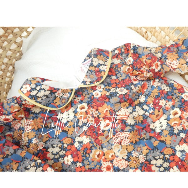 Blouse bébé en véritable tissu Liberty of London-Col Claudine ou col volanté