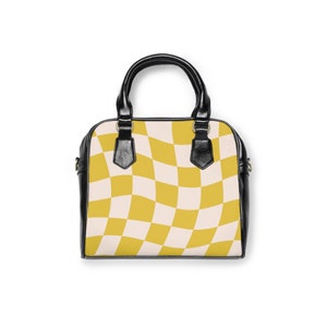 Yellow Checkered Shoulder Handbag