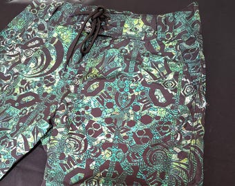 Acid Forest Board Shorts: Psychedelic Print Swim Trunks