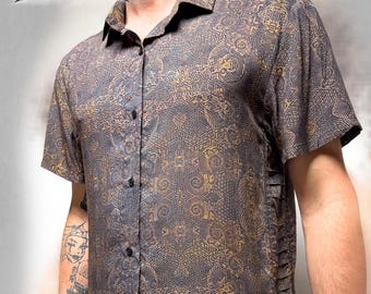 Indian Project Button-Up Shirt: Psytrance Goa Party Wear