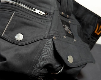 Black Minimalist Tech Cargo Shorts: Festival Goa Psytrance Clothing