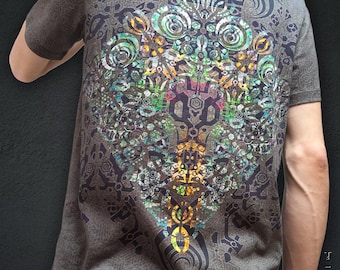 Color Frame Fractal T-shirt | Tribal Spiral Totem | Psytek